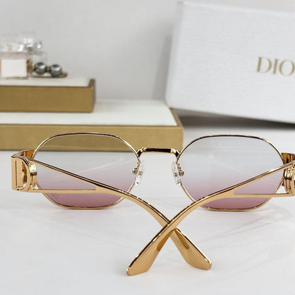 D**R Octagonal Metal Sunglasses | Gold Double-Bridge Frame, 3D CD Letter Temple Block, Gradient Lenses | 6 Colors