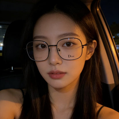 D**R Square Optical Eyeglasses Frame | Slim Metal Frame, Clear Lenses & Floral Silver Hinge | 4 Colorways