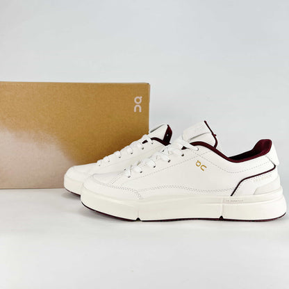 On The Roger Advantage – White & Burgundy Unisex Premium Leather Retro Tennis Lifestyle Sneakers