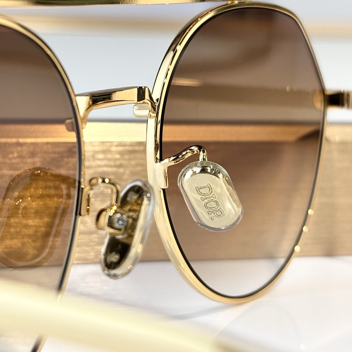 D**R Round Sunglasses | Gold Double-Bridge Metal Frame & Brown Gradient Lenses