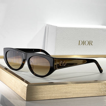 D**R MissDior S1U Narrow Cat Eye Sunglasses | Black Acetate Frame, Grey Gradient Lenses, Gold CD Logo Temple | Multiple Colors
