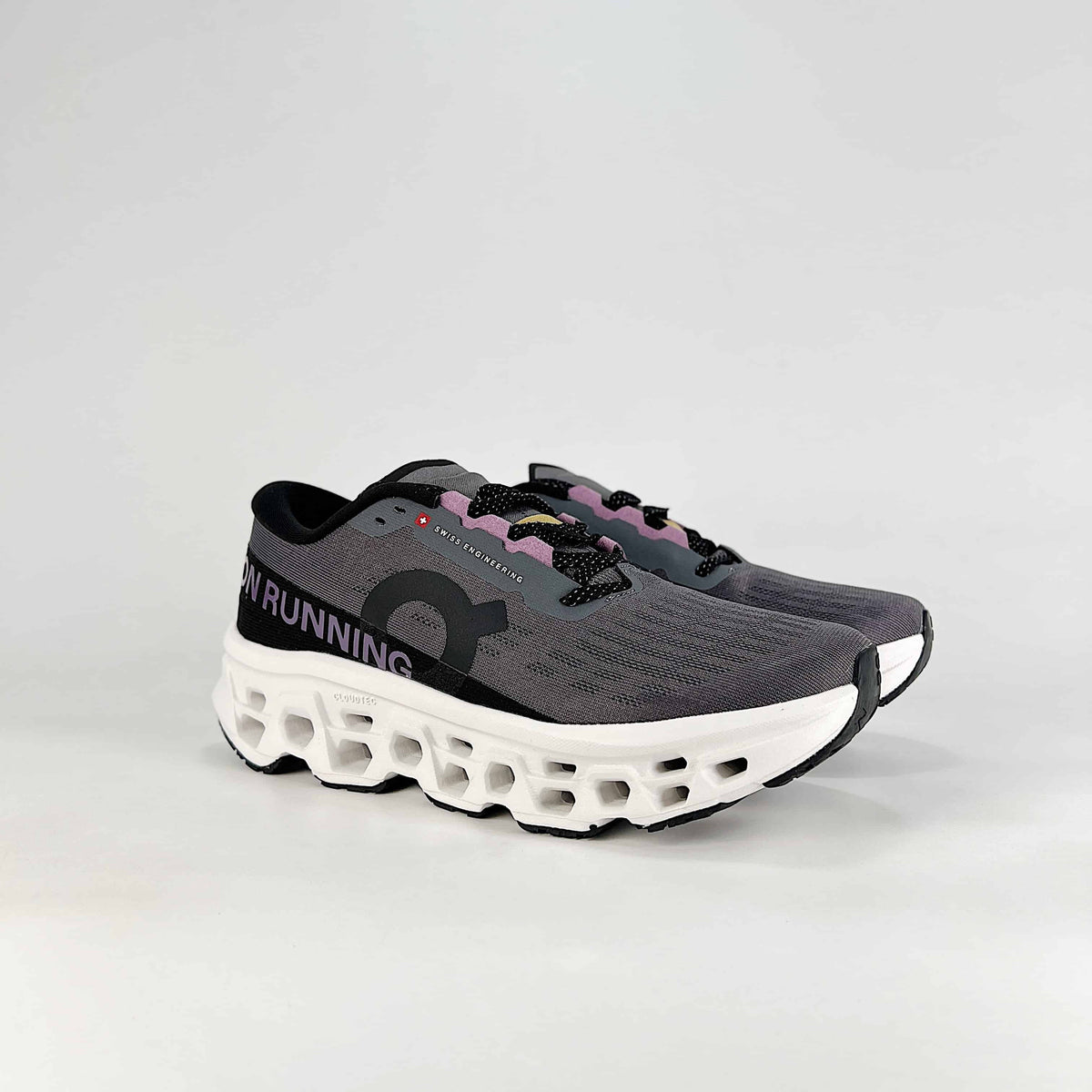 On Cloudmonster 3 – Unisex Lightweight Breathable Maximum Cushioning Running Shoes | Charcoal & Purple