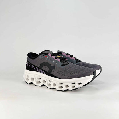 On Cloudmonster 3 – Unisex Lightweight Breathable Maximum Cushioning Running Shoes | Charcoal & Purple
