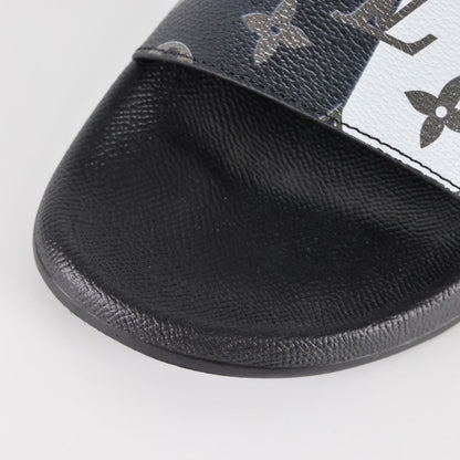 L***V White Black Grey Giant Monogram Waterfront Wide Strap Slide Sandals — Spring Summer Boutique Limited Edition