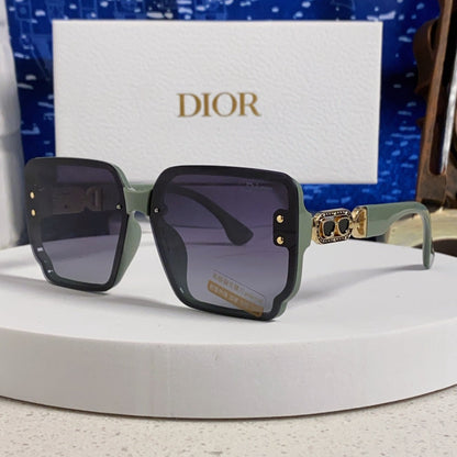 D**R Oversized Square Sunglasses | Mint Green Frame, Gold CD Logo Temple & Blue-Grey Gradient Lenses