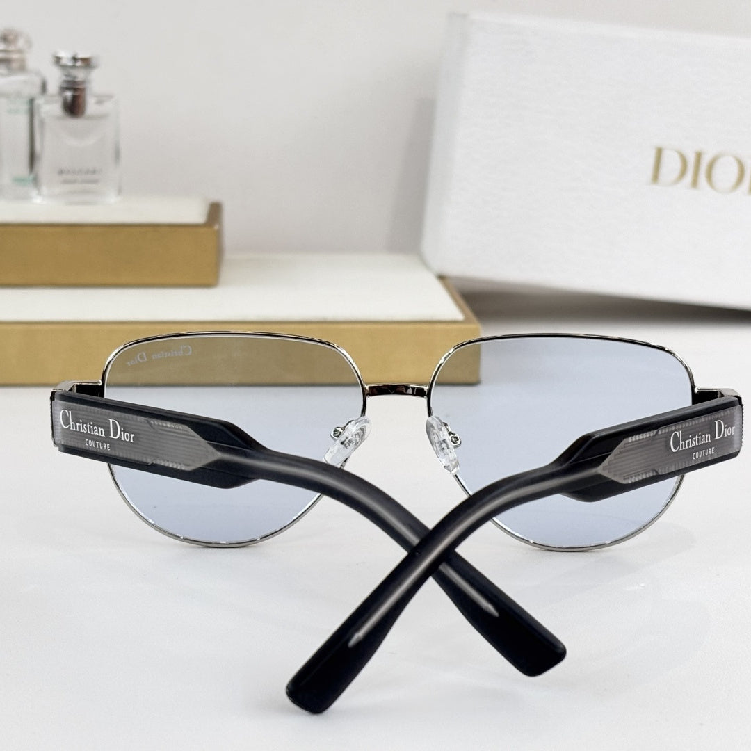 D**R Aviator Sunglasses | Metal Double-Bridge Frame, Christian Dior Couture Ribbed Temple Block, Coloured Acetate Arms | 6 Colors