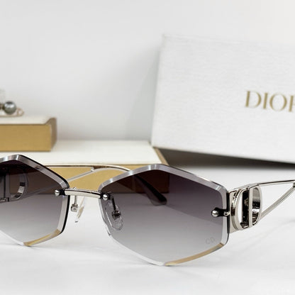 D**R 30Montaigne S6U Rimless Sunglasses | Gold Metal Frame, Brown Gradient Bevelled Lenses, CD Logo Temple | Multiple Colors