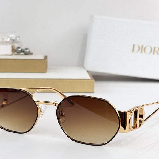 D**R Octagonal Metal Sunglasses | Gold Double-Bridge Frame, 3D CD Letter Temple Block, Gradient Lenses | 6 Colors