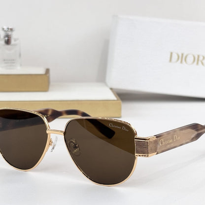 D**R Aviator Sunglasses | Metal Double-Bridge Frame, Christian Dior Couture Ribbed Temple Block, Coloured Acetate Arms | 6 Colors