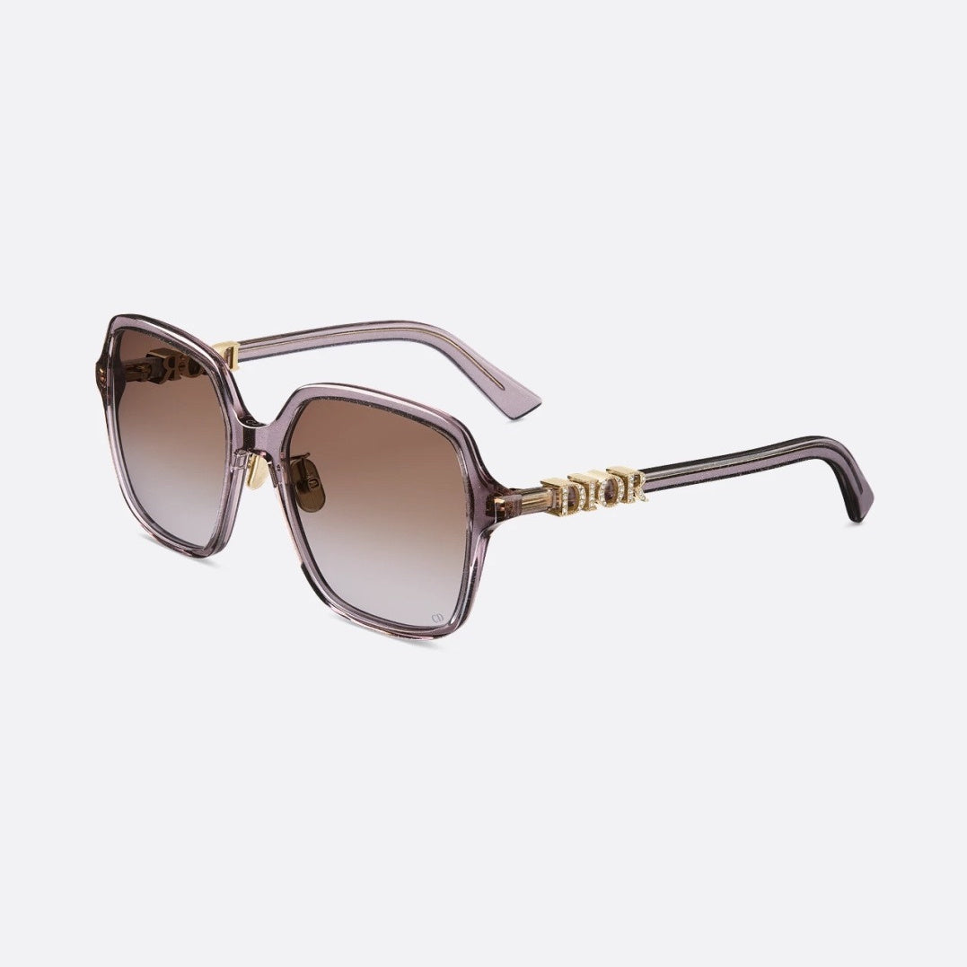 D**R DiorNuit A1U Oversized Square Sunglasses | Transparent Smoke Grey Acetate Frame, Brown Gradient Lenses, Gold DIOR Letter Temple | Multiple Colors