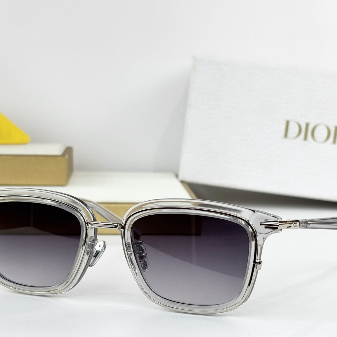 D**R DiorBlackSuit S1I Square Sunglasses | Transparent Smoke Blue Acetate Frame, Brown Lenses, Gold Metal | Multiple Colors