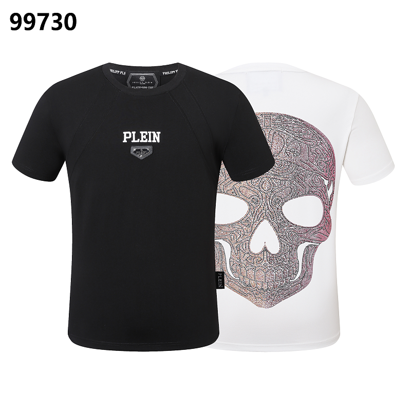 P**P Men's Spring Summer Logo Emblem T-Shirt | Black White