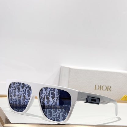 D**R DiorB23 S3I Flat Top Sunglasses | White Acetate Frame, Navy Dior Oblique Print Lenses, DIOR Logo Plaque | Multiple Colors