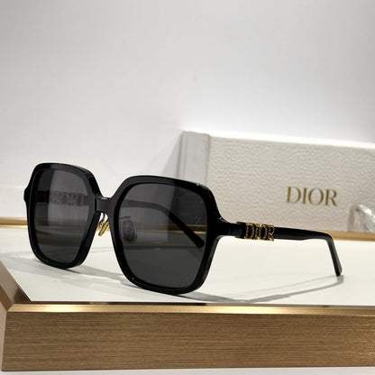 D**R Oversized Square Sunglasses | 3D DIOR Letter Hinge Block in Crystal-Set or Gold, Gradient Lenses | 5 Colors incl. Transparent Mauve & Black
