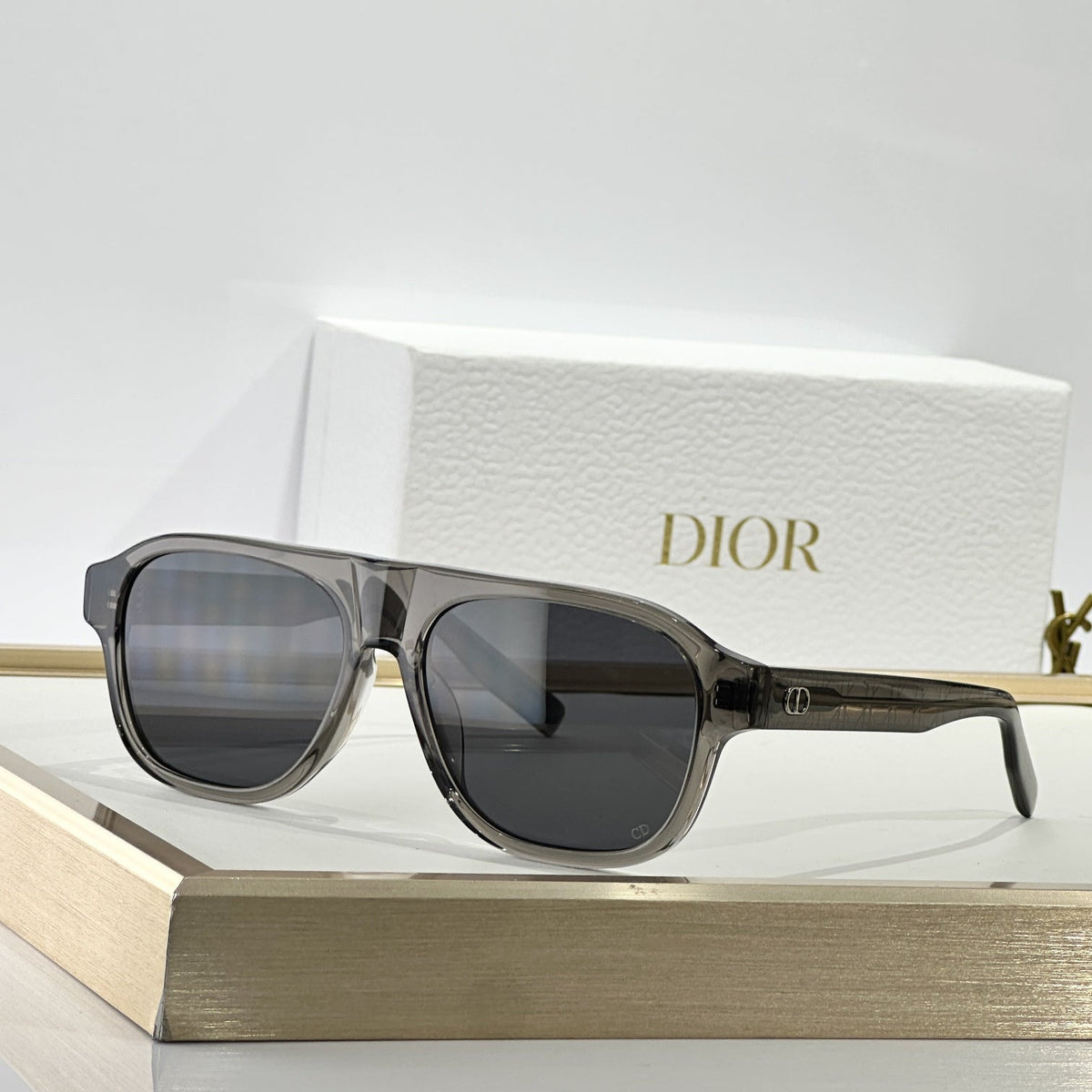 D**R BlackSuit Square Sunglasses | Ice Blue Crystal Acetate Frame, Dark Grey Lenses | Multiple Colors