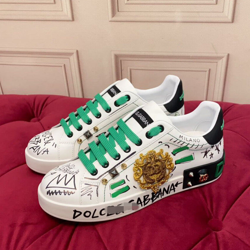 D*G 2026 Luxury Genuine Leather Casual Sneakers - Italian Designer Unisex Shoes