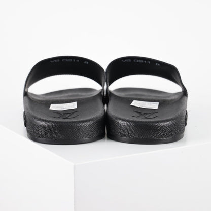 L***V Brown Monogram Cobalt Blue Split Colorblock Waterfront Wide Strap Slide Sandals — Spring Summer Boutique Limited Edition