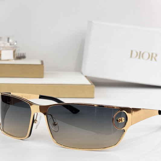 D**R Sport Rectangle Sunglasses | Semi-Rimless Gold & Silver Metal Frame, CD Circle Badge, One-Piece Temple Arm | 6 Colors