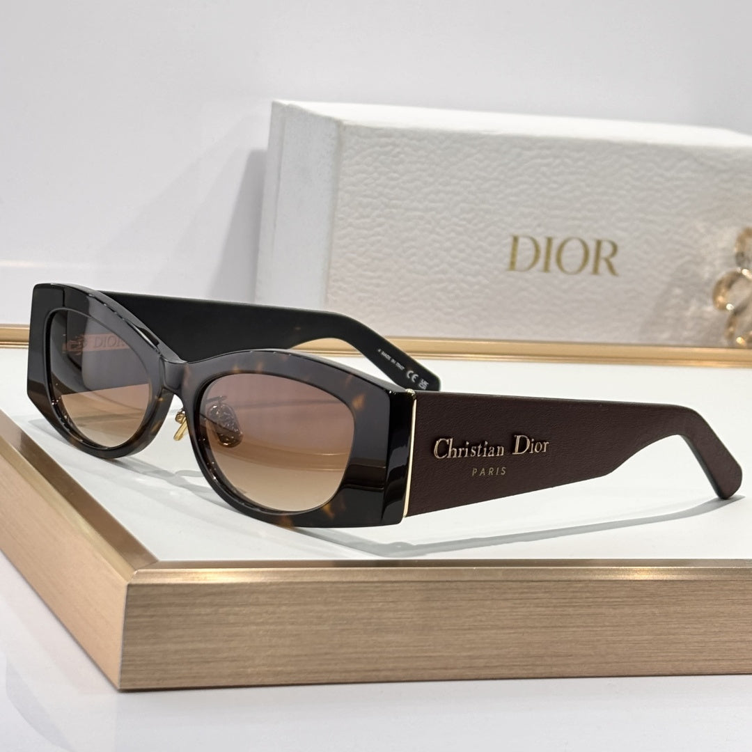 D**R Narrow Cat-Eye Sunglasses | Acetate Frame, Gold Hinge, Christian Dior Paris Temple, Gradient Lenses | 6 Colors