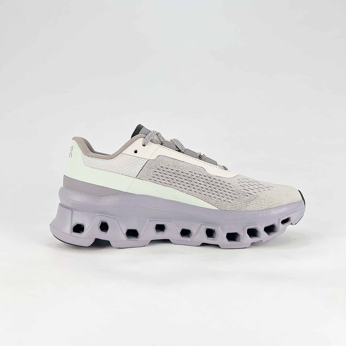 On Cloudmonster – Unisex Lightweight Breathable Supportive Maximum Cushioning Running Shoes | White & Lavender Gray