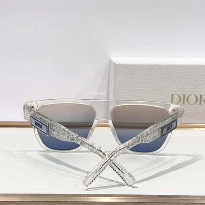 D**R DiorB23 S3I Flat Top Sunglasses | White Acetate Frame, Navy Dior Oblique Print Lenses, DIOR Logo Plaque | Multiple Colors