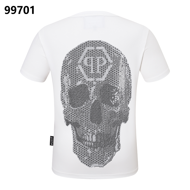P**P Men's Skull Crystal Rhinestone Graphic T-Shirt | Black White