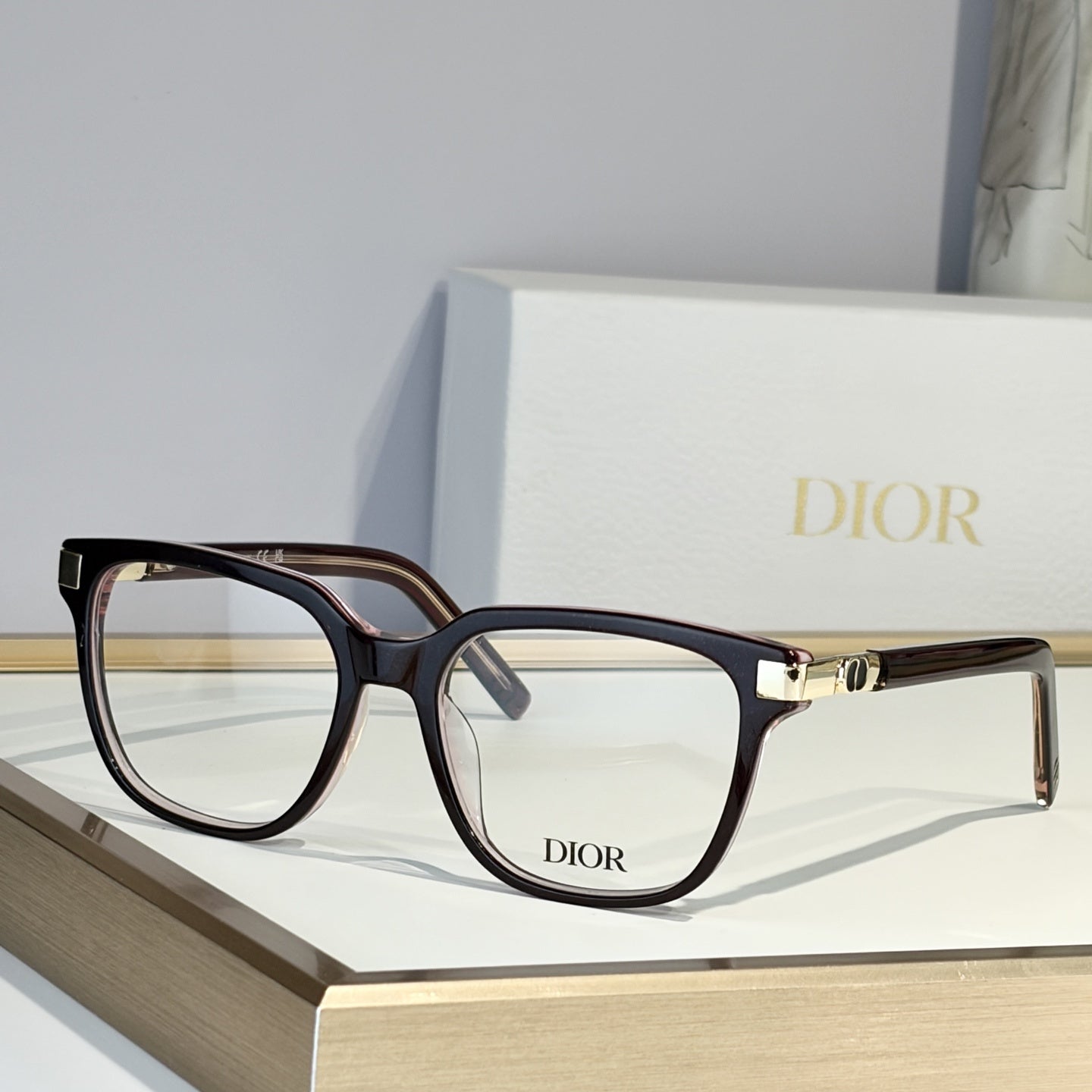 D**R Square Optical Eyeglasses Frame | Transparent Grey Acetate, Clear Lenses & Silver CD Logo Hinge | 6 Colorways