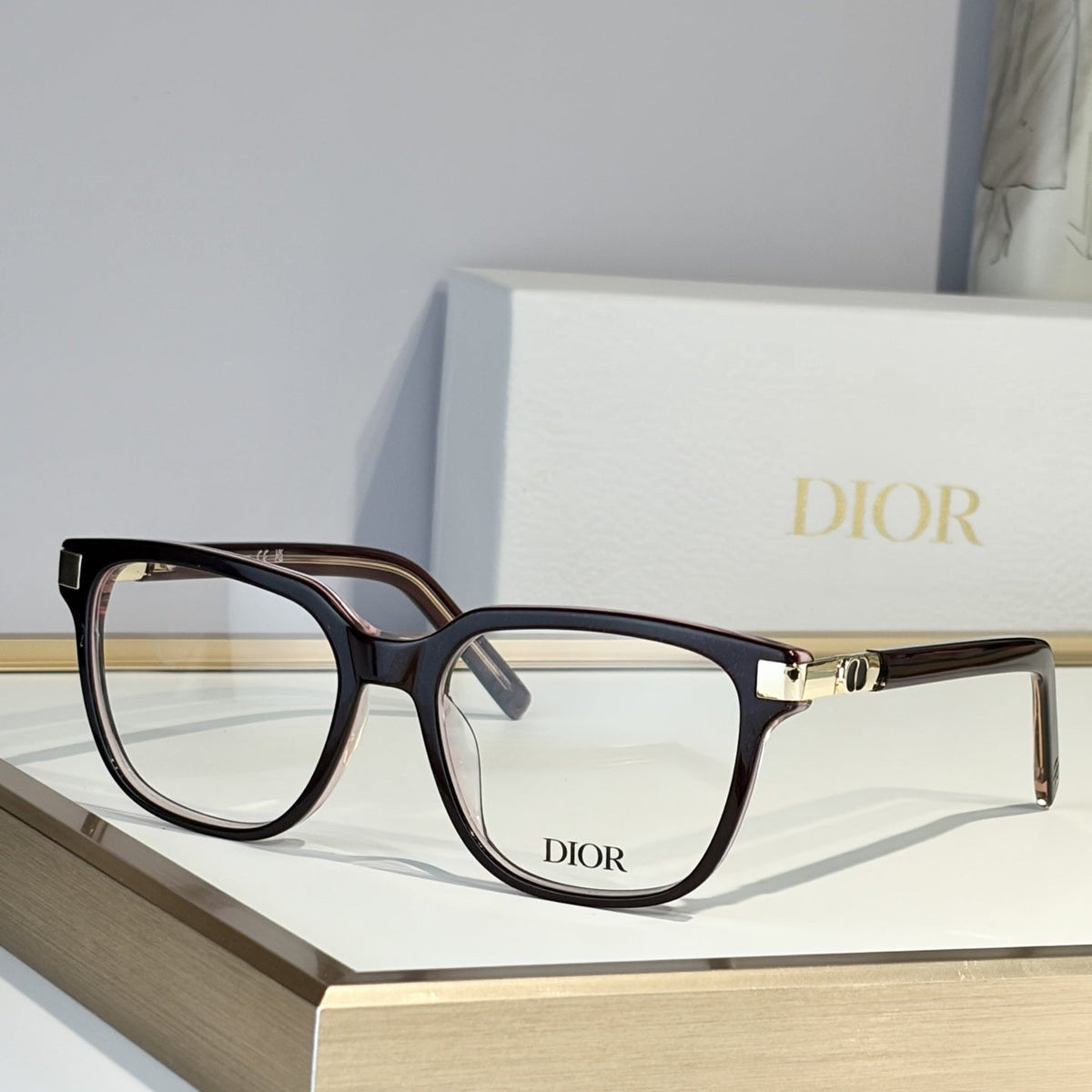 D**R Square Optical Eyeglasses Frame | Transparent Grey Acetate, Clear Lenses & Silver CD Logo Hinge | 6 Colorways