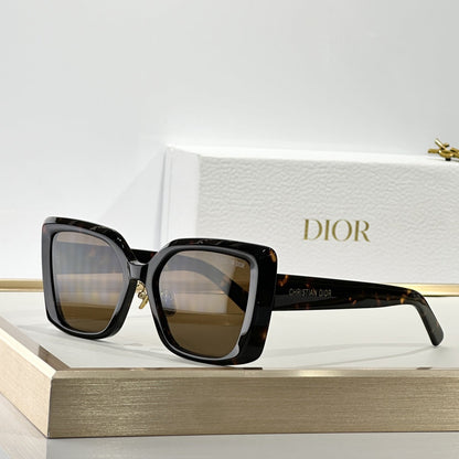 D**R MissDior B4F Square Cat Eye Sunglasses | Dark Brown Acetate Frame, Brown Lenses, Christian Dior Temple | Multiple Colors