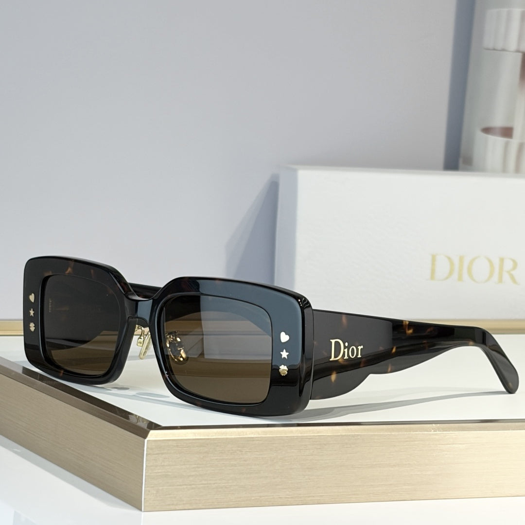 D**R Slim Rectangular Sunglasses | Acetate Frame, Gradient Lenses & Gold Logo Temple | 6 Colorways
