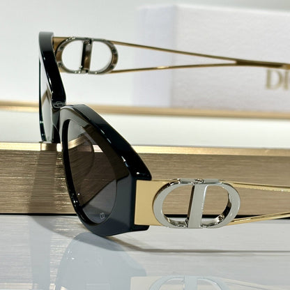 D**R Narrow Cat-Eye Sunglasses | Acetate Frame, CD Metal Badge, Gold Twin-Wire Metal Temple | 6 Colors