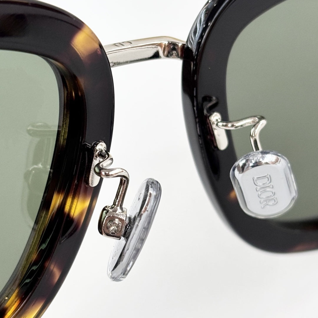 D**R DiorBlackSuit S1I Square Sunglasses | Transparent Smoke Blue Acetate Frame, Brown Lenses, Gold Metal | Multiple Colors