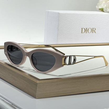 D**R Narrow Cat-Eye Sunglasses | Acetate Frame, CD Metal Badge, Gold Twin-Wire Metal Temple | 6 Colors