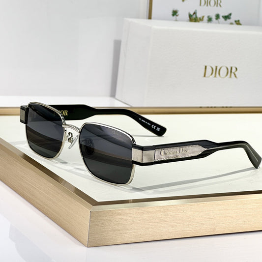 D**R 90.22 Rectangle Sunglasses | Silver Metal Frame, Dark Grey Lenses, Christian Dior Engraved Temple | Multiple Colors