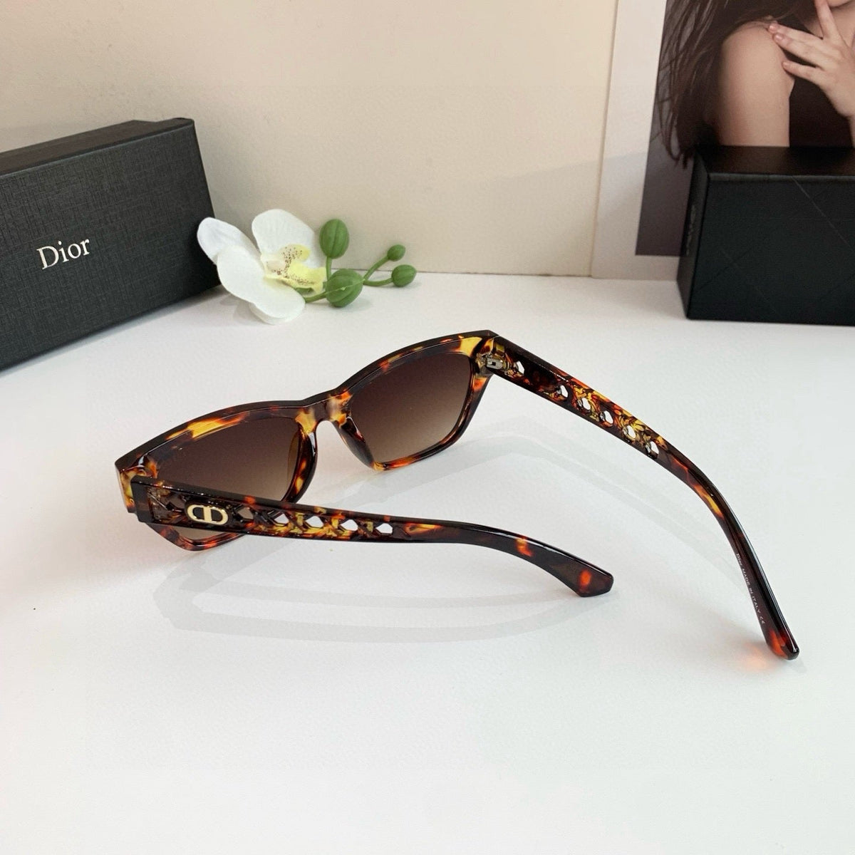 D**R Cat-Eye Sunglasses | Tortoiseshell Acetate Frame, Gold CD Logo & Brown Gradient Lenses