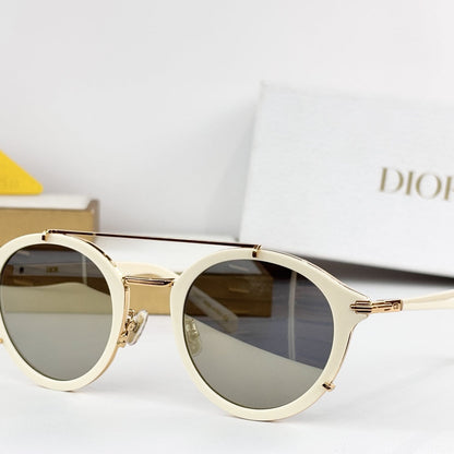 D**R DiorSignature R1U Round Sunglasses | Tortoise Acetate Frame, Brown Lenses, Gold Double Bridge | Multiple Colors