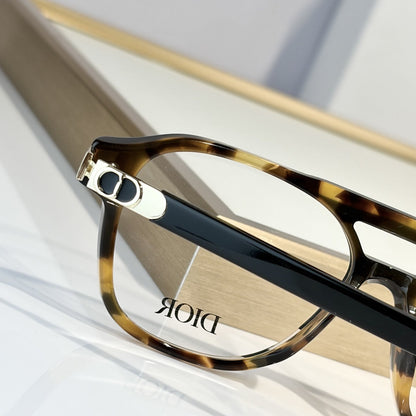 D**R Square Optical Eyeglasses Frame | Black & Tortoiseshell Two-Tone Acetate, Clear Lenses & Gold CD Logo Hinge