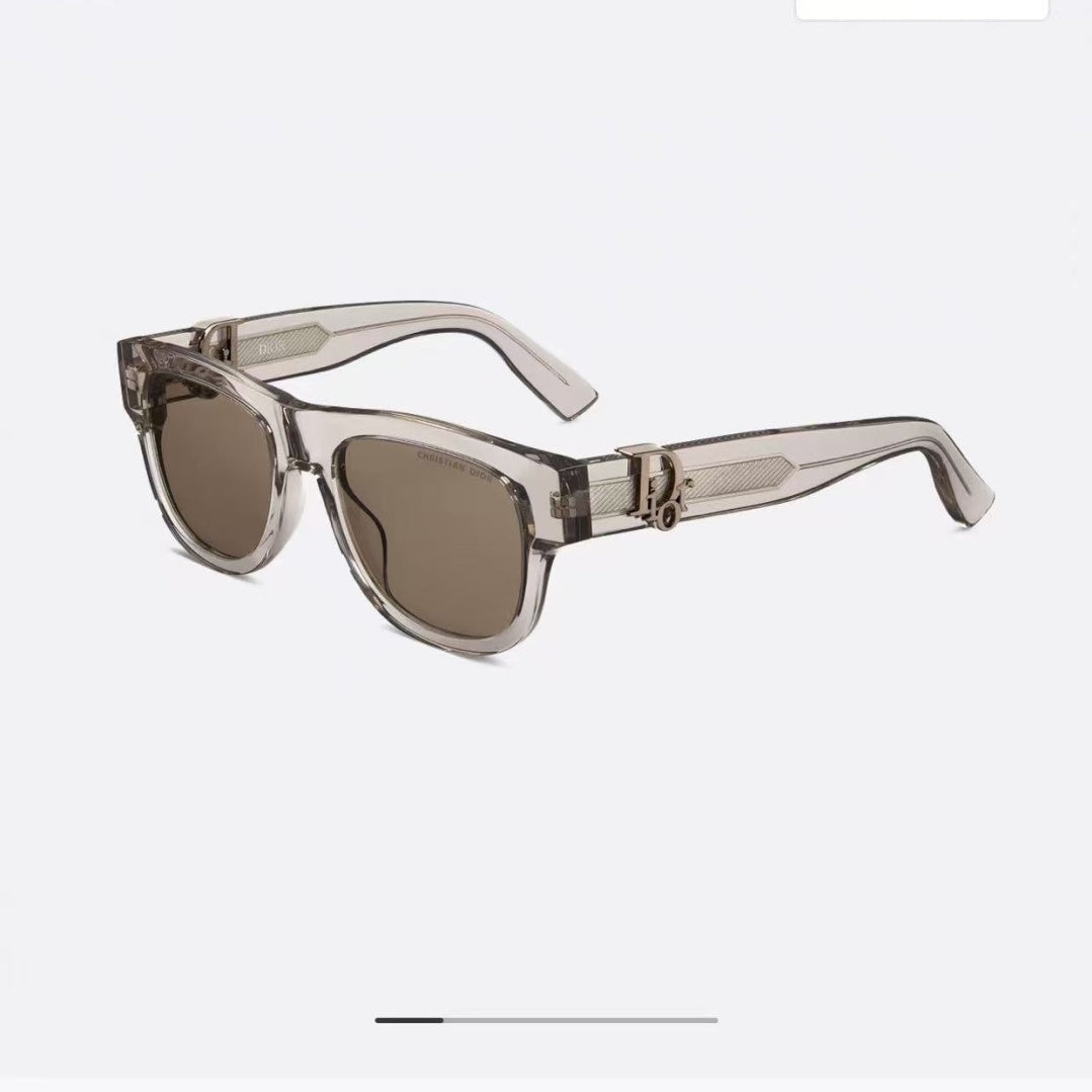 D**R DiorBlackSuit S6U Sunglasses | Transparent Champagne Acetate Square Frame, Brown Lenses, Signature Metal Hinge | Multiple Colors