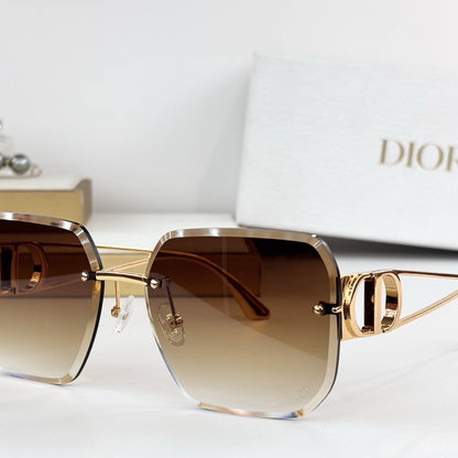 D**R 30Montaigne S6U Rimless Sunglasses | Gold Metal Frame, Brown Gradient Bevelled Lenses, CD Logo Temple | Multiple Colors