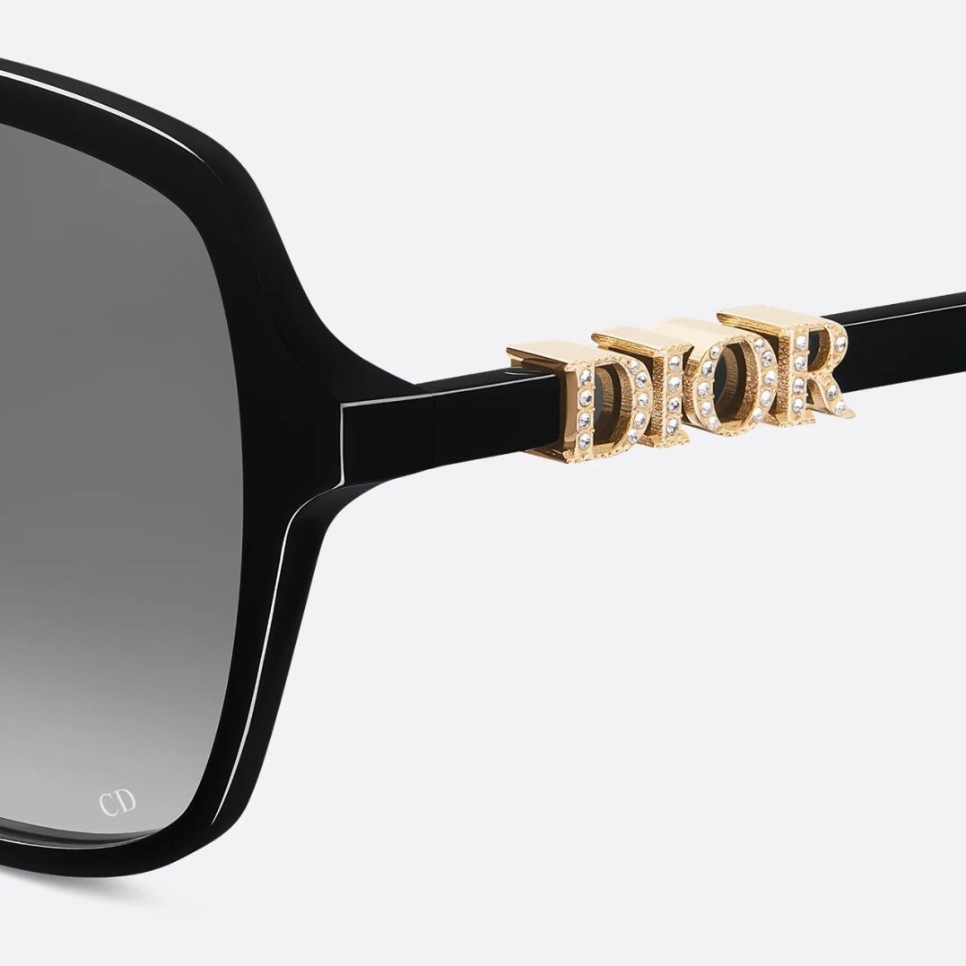 D**R DiorNuit A1U Oversized Square Sunglasses | Transparent Smoke Grey Acetate Frame, Brown Gradient Lenses, Gold DIOR Letter Temple | Multiple Colors