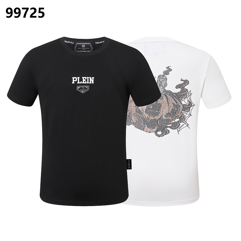 P**P Men's Business Casual Logo Emblem T-Shirt | Black White
