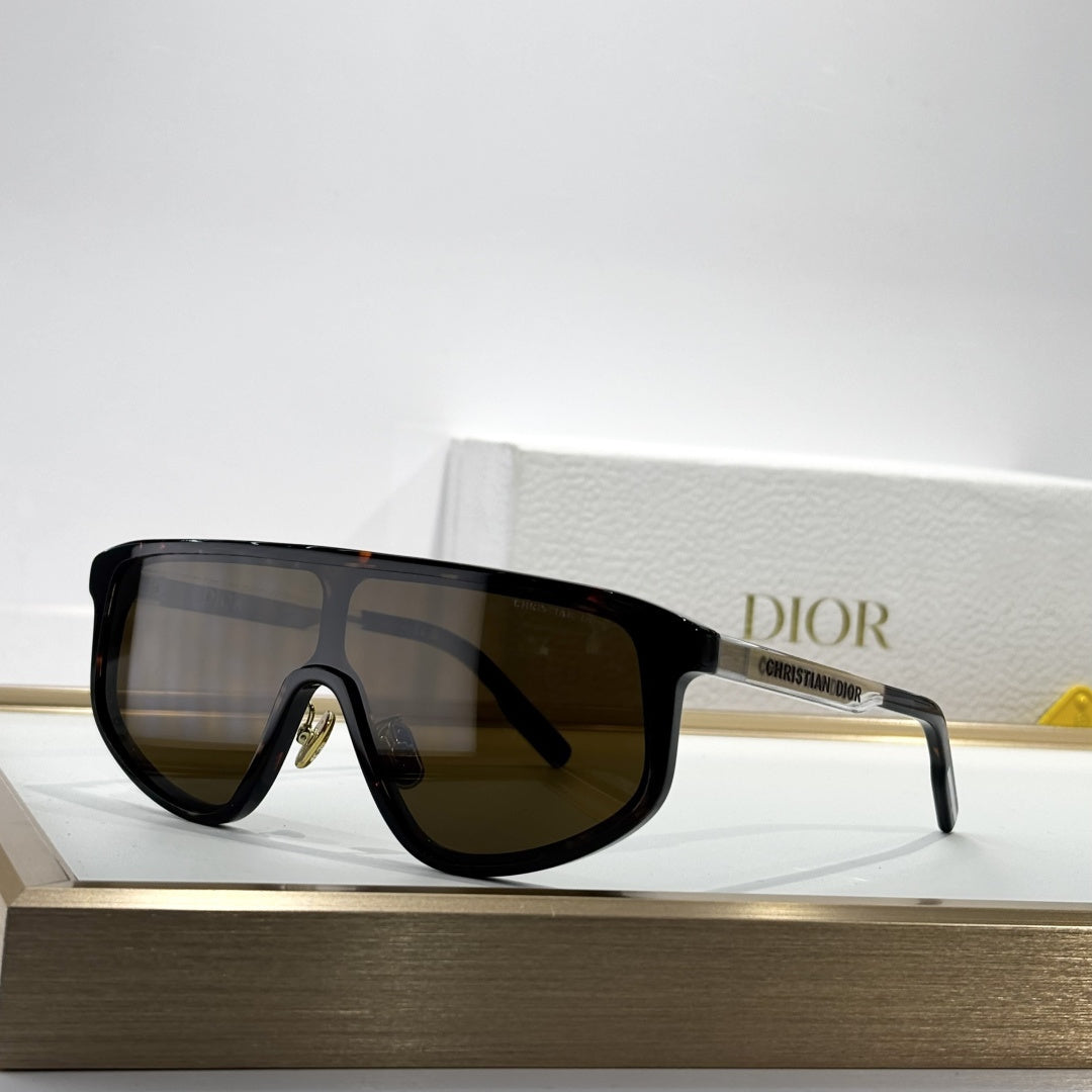 D**R Oversized Shield Visor Sunglasses | One-Piece Lens, Full Acetate Frame, Christian Dior Temple Lettering | 6 Colors incl. Crystal & Black