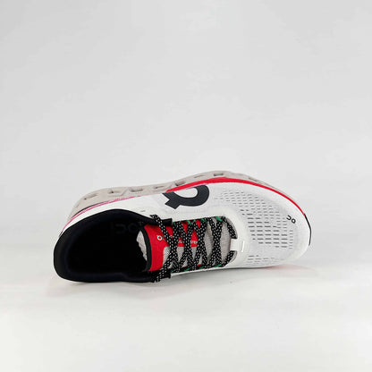 On Running Cloudmonster – White & Red Unisex Maximum Cushion Running Shoes