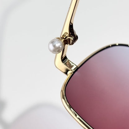 D**R Square Metal Frame Sunglasses | Gold Metal, DIOR Engraved Tag, Crystal Nose Pad, Gradient Rose-Lavender Lenses | Multiple Colors