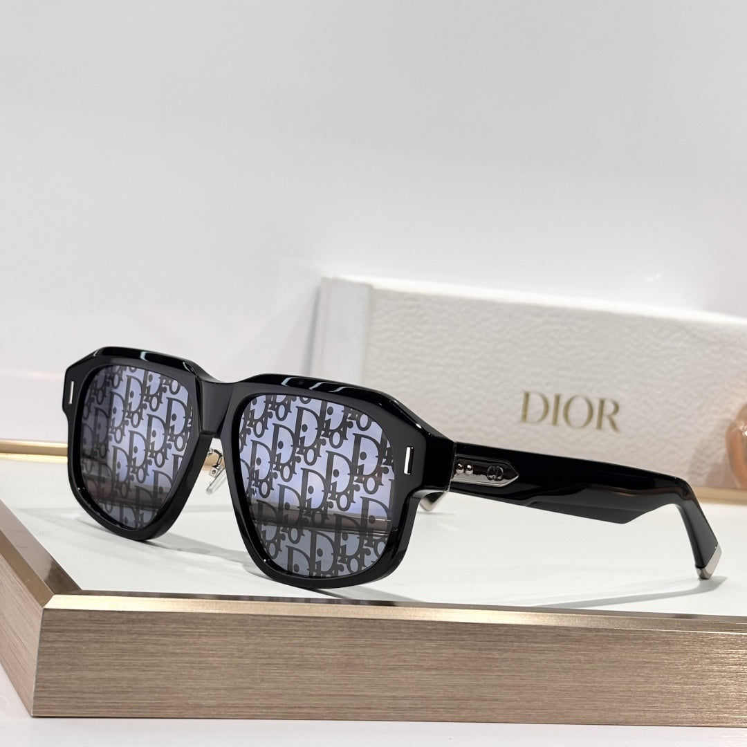 D**R Oversized Square Acetate Sunglasses | Gradient Grey-Brown, Dior Oblique Blue-Grey & Near-Clear Lenses, CD Rivet Temple | 6 Colors