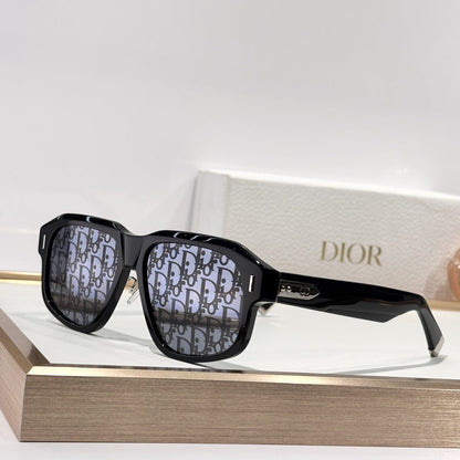 D**R Oversized Square Acetate Sunglasses | Gradient Grey-Brown, Dior Oblique Blue-Grey & Near-Clear Lenses, CD Rivet Temple | 6 Colors