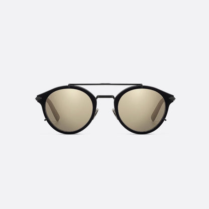 D**R DiorSignature R1U Round Sunglasses | Cream Acetate Frame, Gold Mirror Lenses, Double Bridge | Multiple Colors