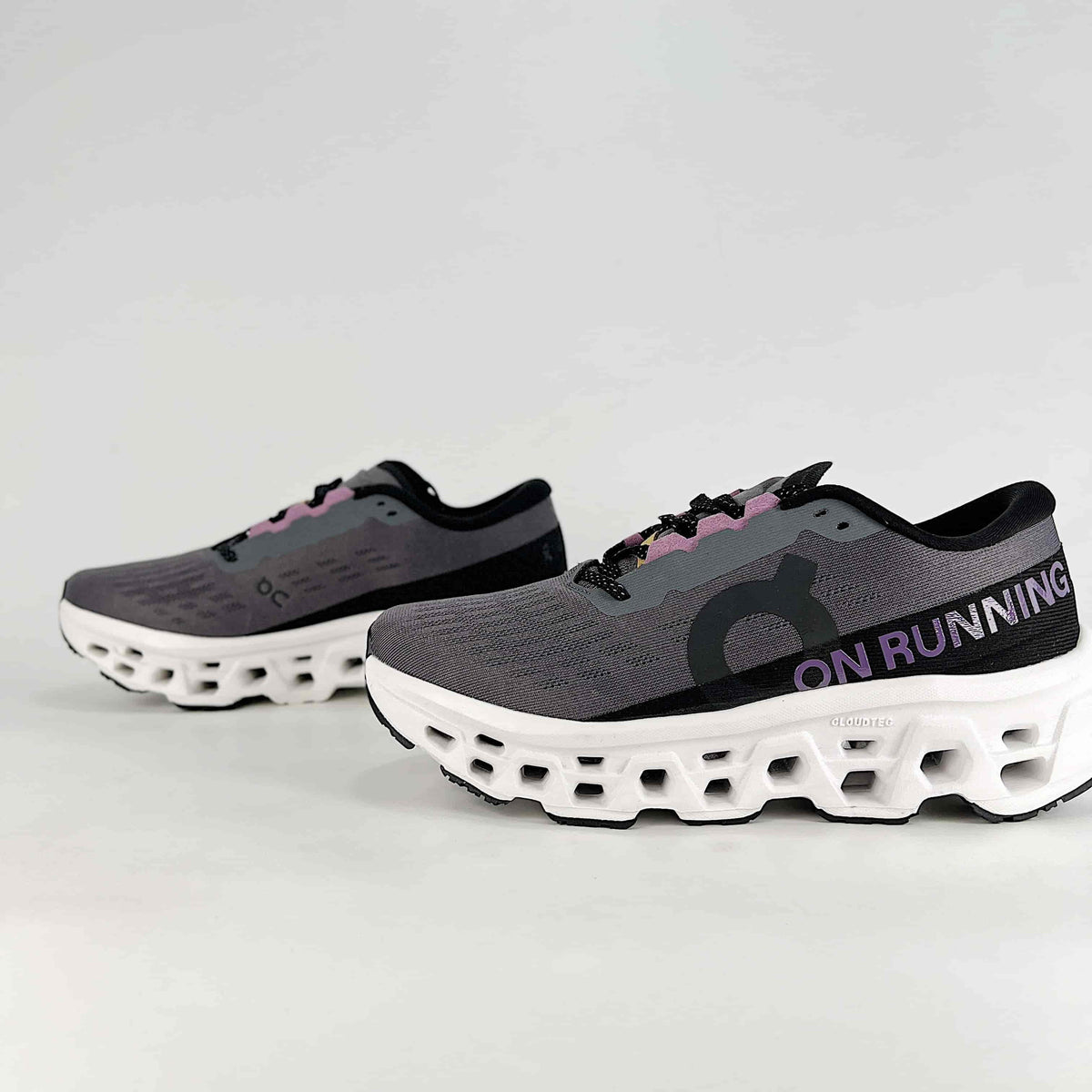On Cloudmonster 3 – Unisex Lightweight Breathable Maximum Cushioning Running Shoes | Charcoal & Purple