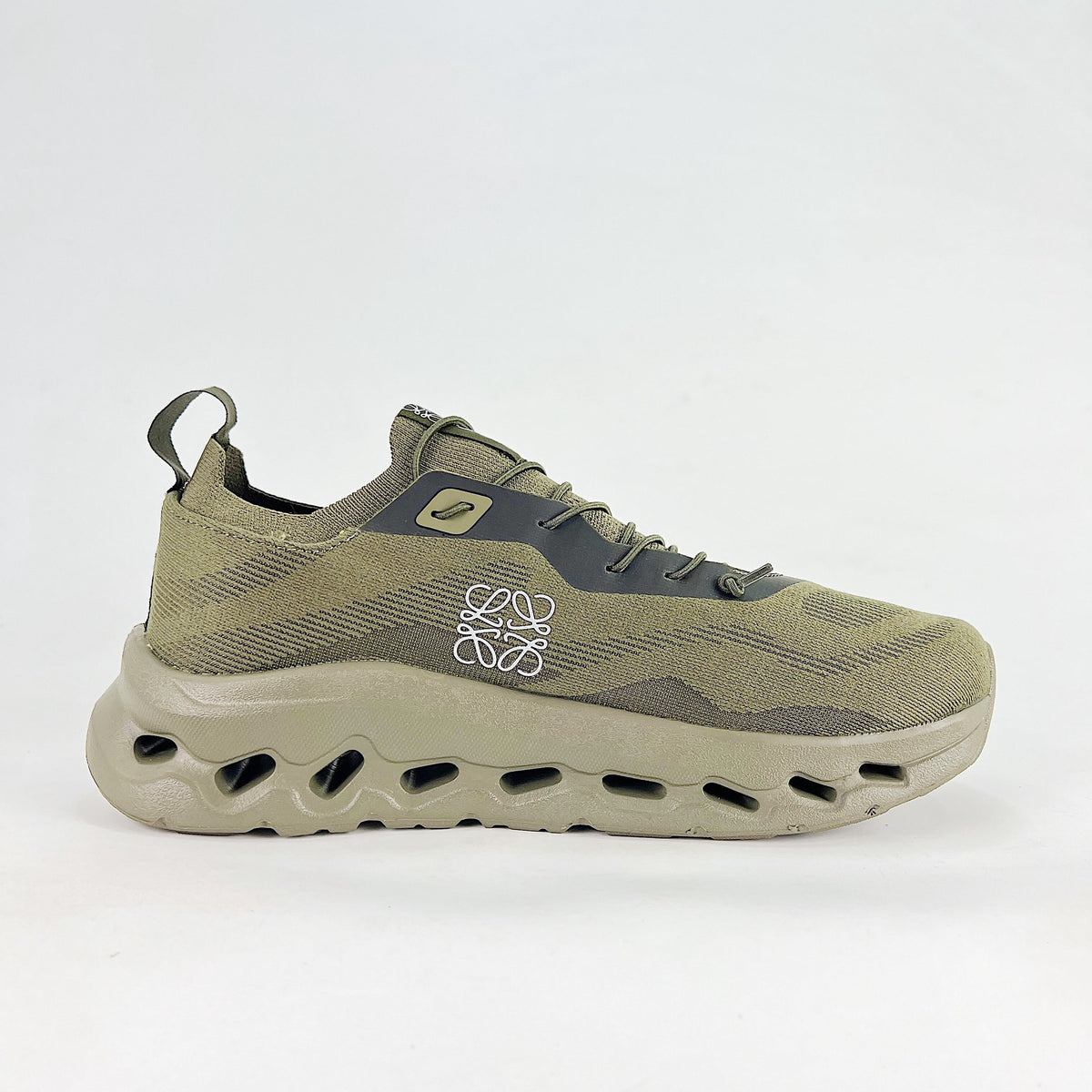 Loewe × On Cloudsurfer – Unisex Lightweight Breathable Luxury Collaborative Running Shoes | Olive Green & Charcoal