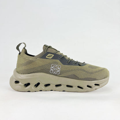 Loewe × On Cloudsurfer – Unisex Lightweight Breathable Luxury Collaborative Running Shoes | Olive Green & Charcoal